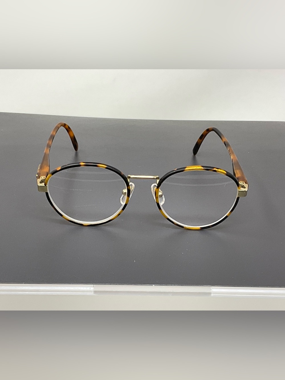 Vintage Foster Grant reading glasses round tiger tortoise gold + 1.25